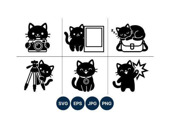 Black Cat Camera Photography Vector