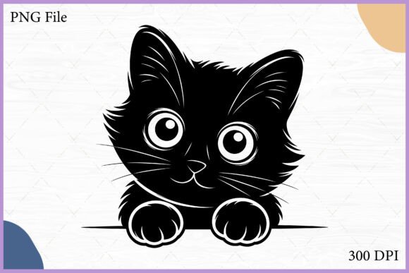 Black Cat Peeking PNG Clipart Silhouette