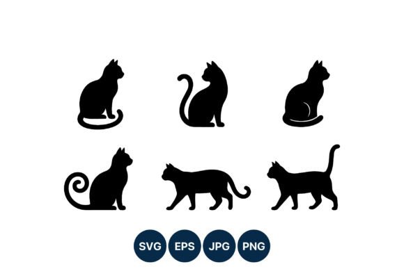 Black Cat Silhouette Vector Icons