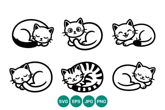 Black White Cat Line Art