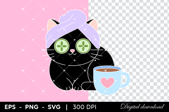 Cat Spa with Cucumber Eyes and Coffee