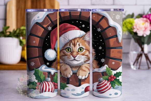 Christmas Cat Chimney Tumbler Wrap