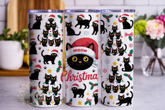 Cute Black Cat Christmas Tumbler