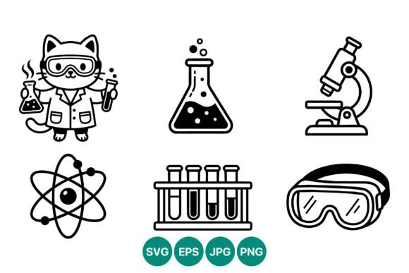 Cute Cartoon Cat Scientist Vector