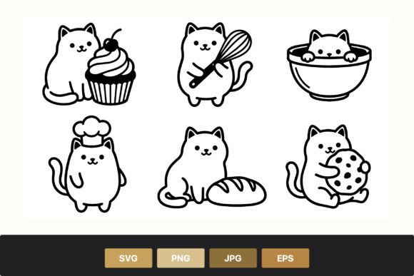 Cute Cat Bakery Clipart Set