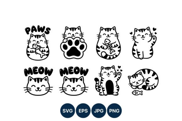 Cute Cat Paws Meow Vector Art