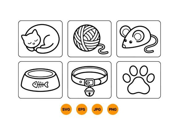 Cute Cat Pet Icon Set