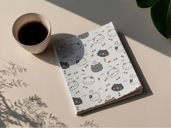 Cute Cat Seamless Pattern Background