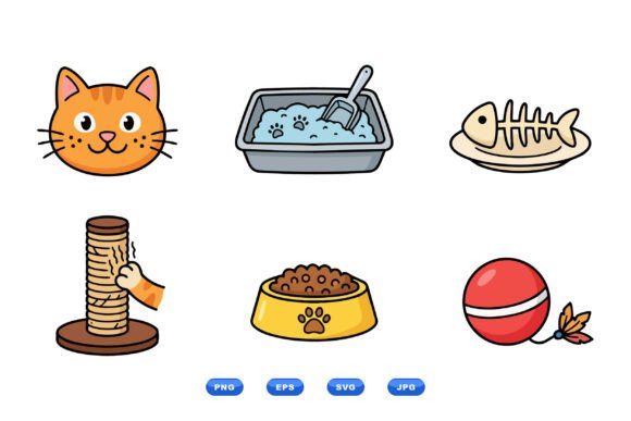 Cute Cat Toys Clipart Collection