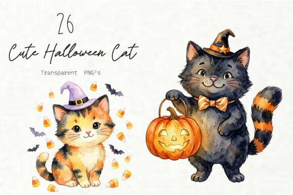 Cute Halloween Cat PNG Clipart