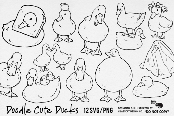 Duck Doodle Illustration SVG PNG Bundle