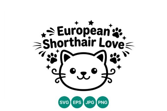 European Shorthair Love Cat Vector