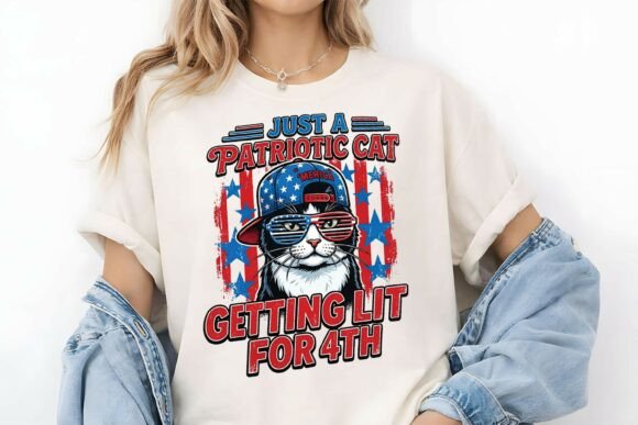Funny Patriotic Cat Sublimation PNG