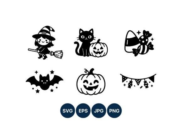 Halloween Witch Cat Pumpkin Icons