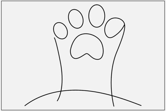 Kitten Paw Simple Line Art