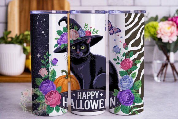 Mystical Black Cat Pumpkin Tumbler