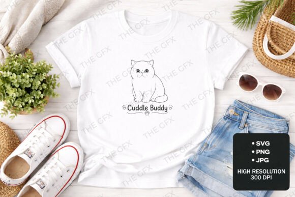 Persian Cat Cuddle Buddy Cute Cat Art