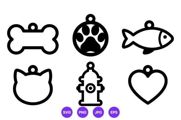 Pet Tags Bone Paw Heart Cat Fish Hydrant