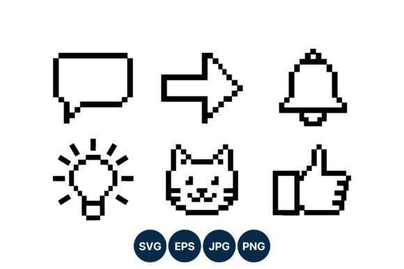 Pixel Art Speech Bubble Cat Icons