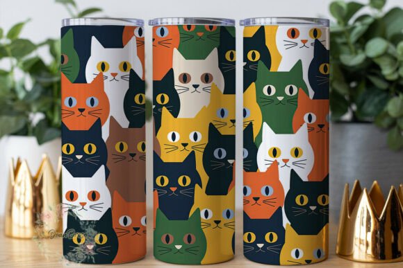 Stylized Cat Faces 20oz Tumbler Wrap