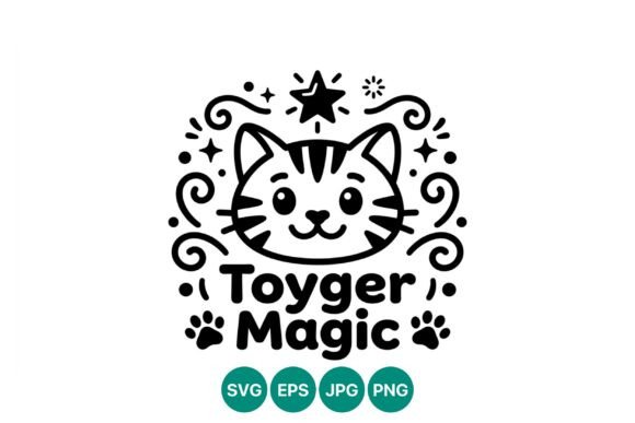 Toyger Magic Cat Face Vector Art